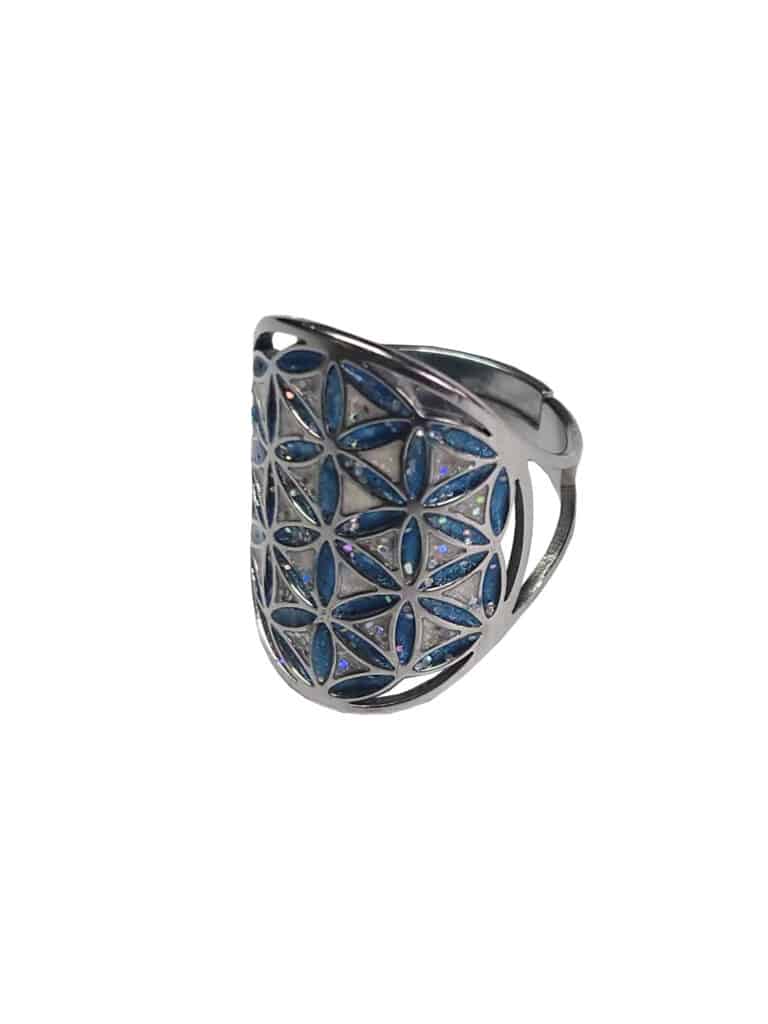 bague fleur de vie argentée aura de vie Jewels Spirit vue de face