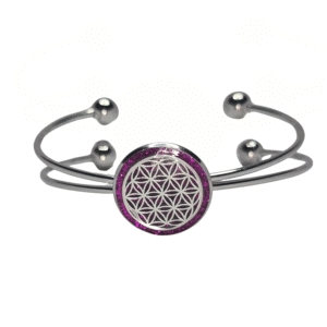 bracelet fleur de vie argentée éclat de rose Jewels Spirit vue de face