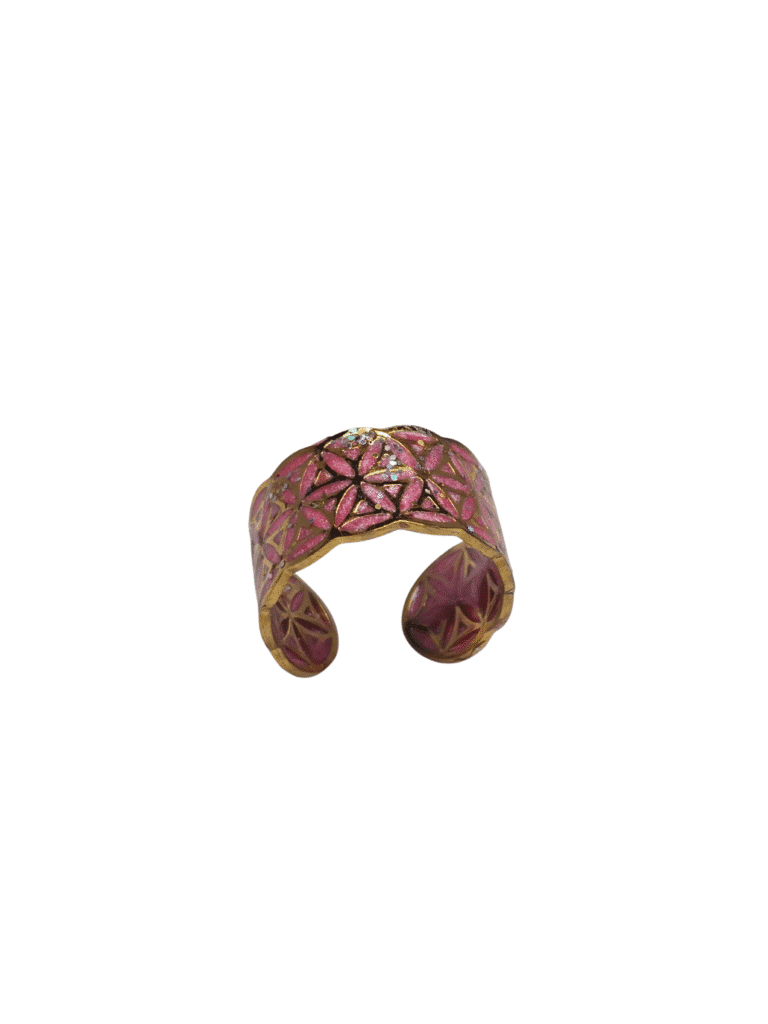 bague fleur de vie dorée rose d’or Jewels Spirit vue de face