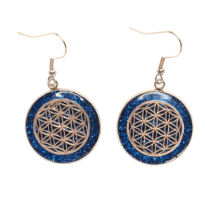 Boucles d’Oreilles Fleur de Vie Bleues « Ciel d’Énergie »